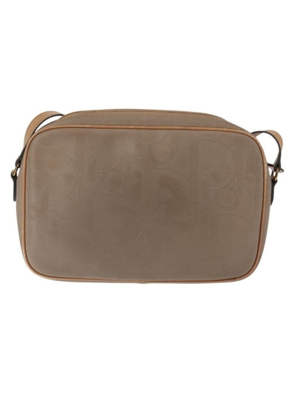 Authentic Christian Dior Trotter Canvas Shoulder Bag Beige Gold - Picture 14 of 16